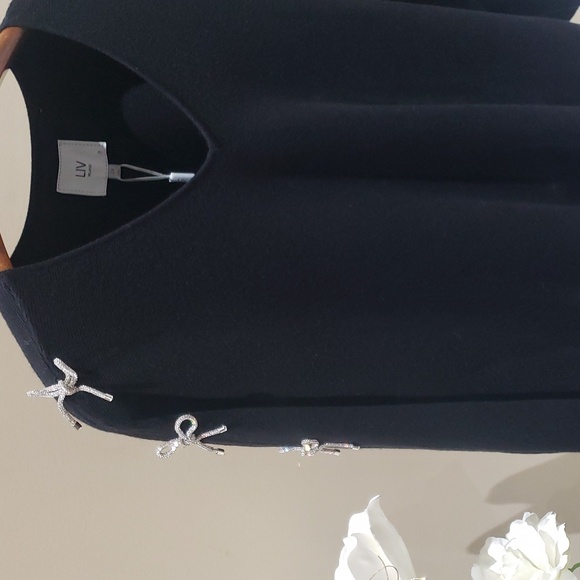 Nwt Liv Milano 2X and.large Black sweater with shiny bow - Picture 5 of 12